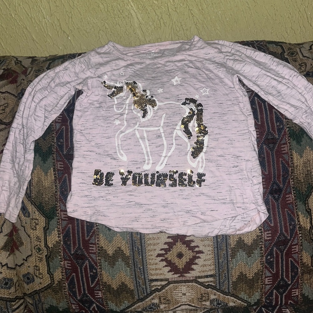 Sparkly unicorn long sleeve be yourself t shirt
